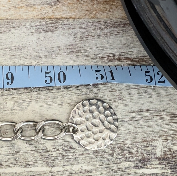 Chico's Pebbled Silver Tone Chain Belt, 50" - Picture 9 of 11